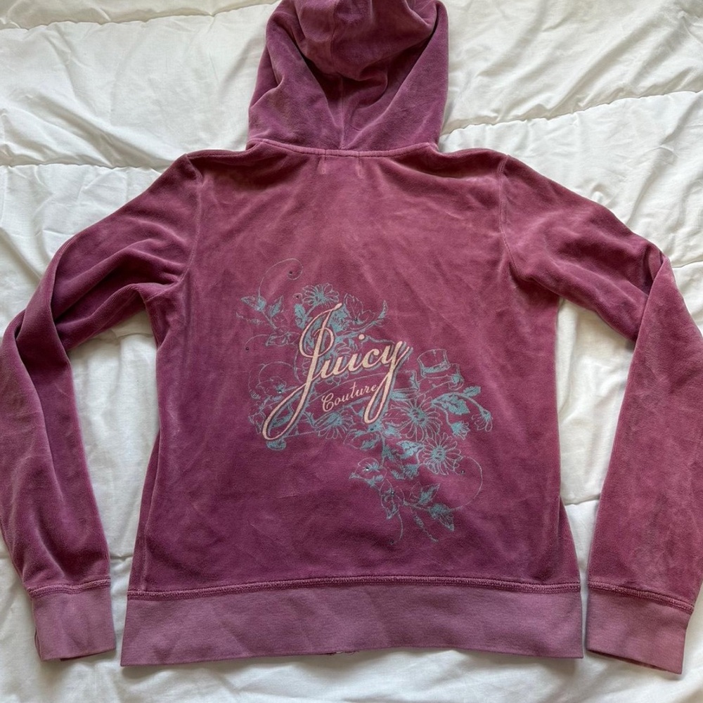 Juicy Couture Women's pink track suit hoodie with Floral Design